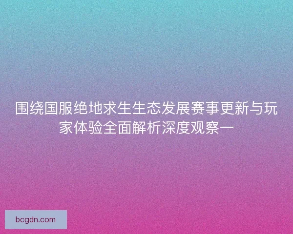 围绕国服绝地求生生态发展赛事更新与玩家体验全面解析深度观察一